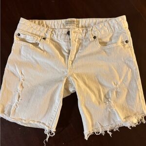 Aeropostale Cream Distressed Denim Shorts